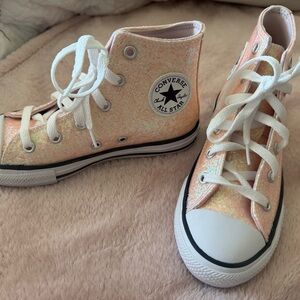 Converse Peach and White Glitter High-Top Sneakers girls size 1